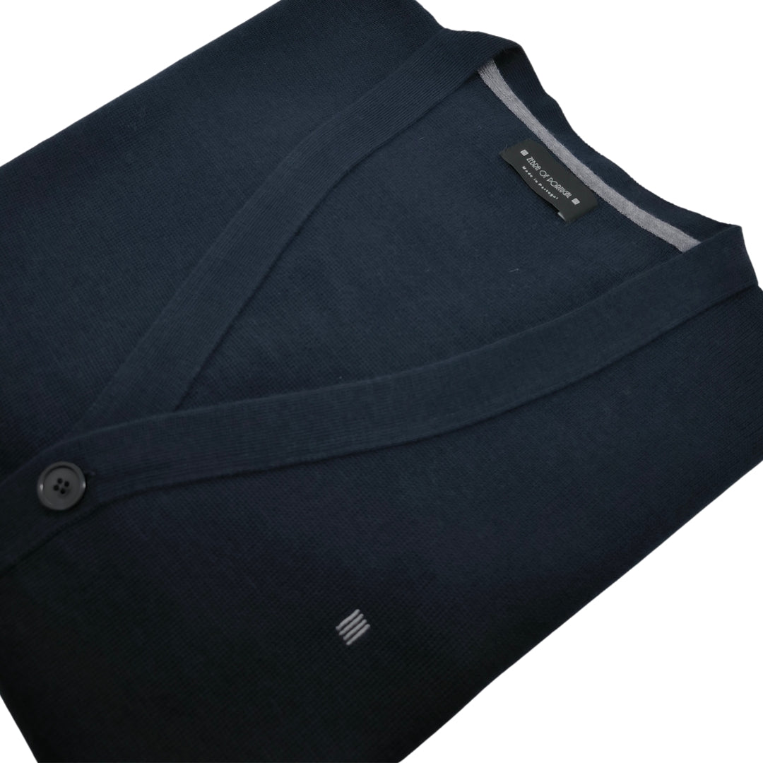 Malha Cardigan Merino Azul Com Botões