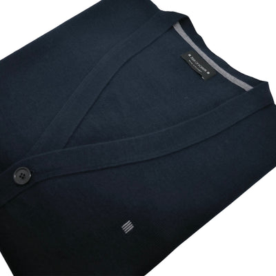 Malha Cardigan Merino Azul Com Botões