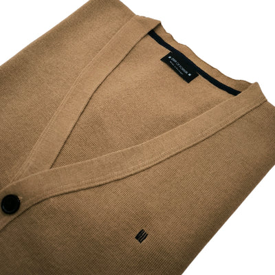 Malha Cardigan Merino Camel Com Botões