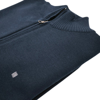 Malha Merino Duplo Fecho Azul Escuro