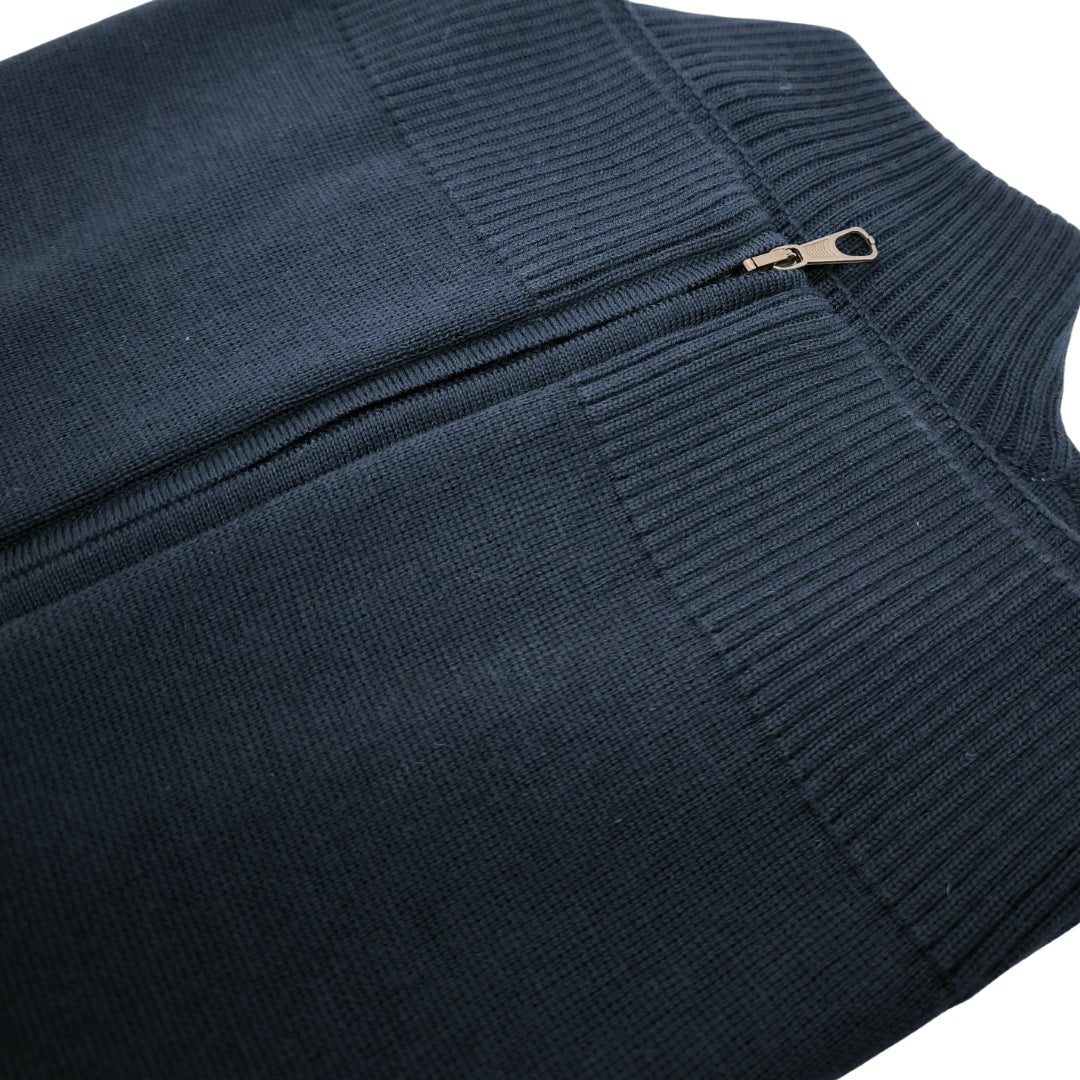 Malha Merino Duplo Fecho Azul Escuro