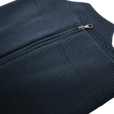 Malha Merino Duplo Fecho Azul Escuro