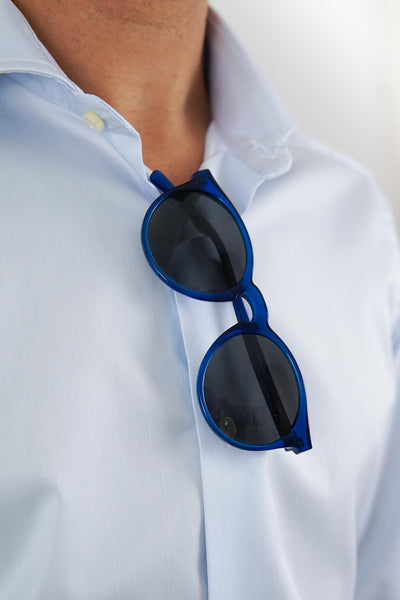 Camisa Azul Falsa Lisa