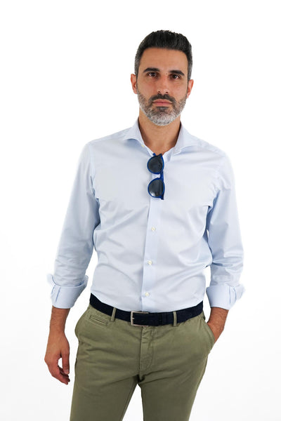 Camisa Azul Falsa Lisa