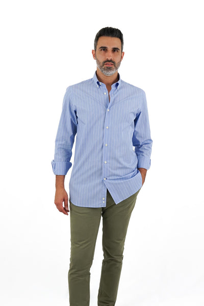 Camisa Azul Com Riscas