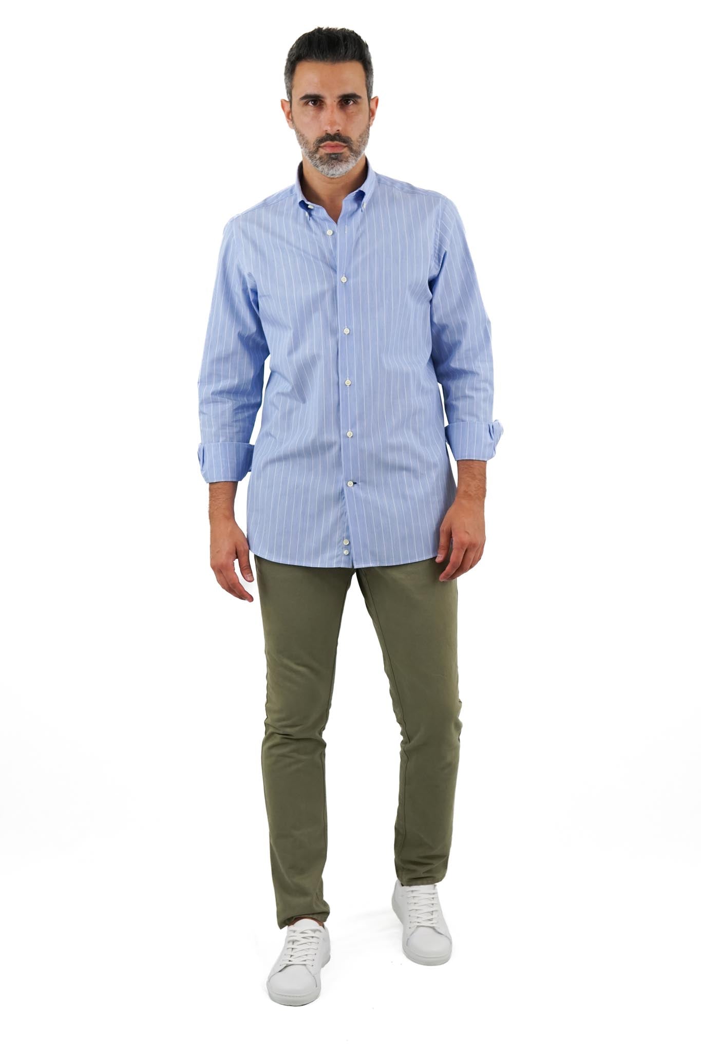 Camisa Azul Com Riscas