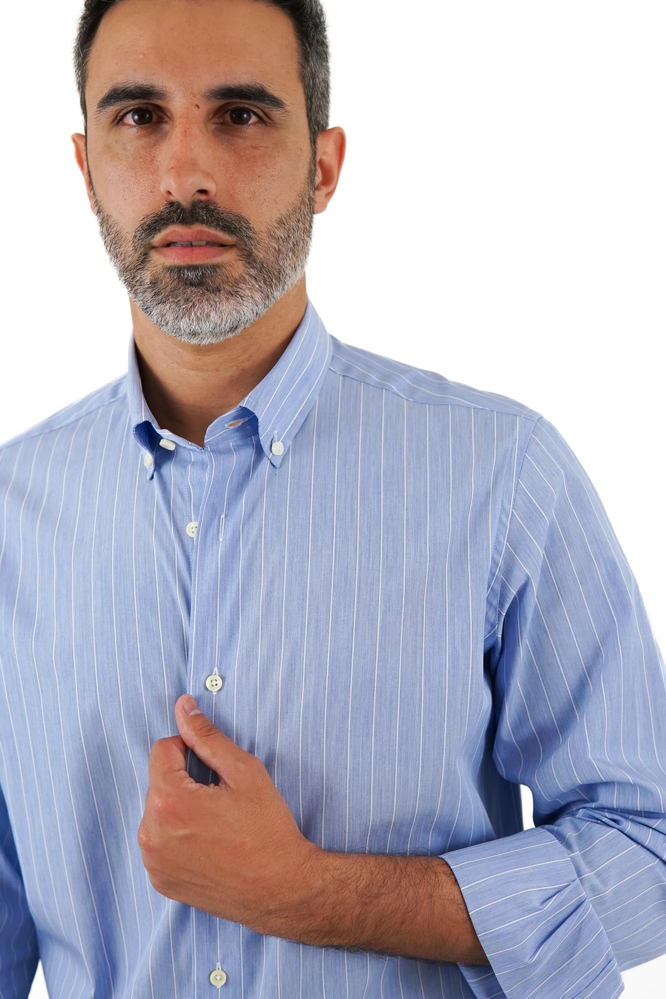 Camisa Azul Com Riscas